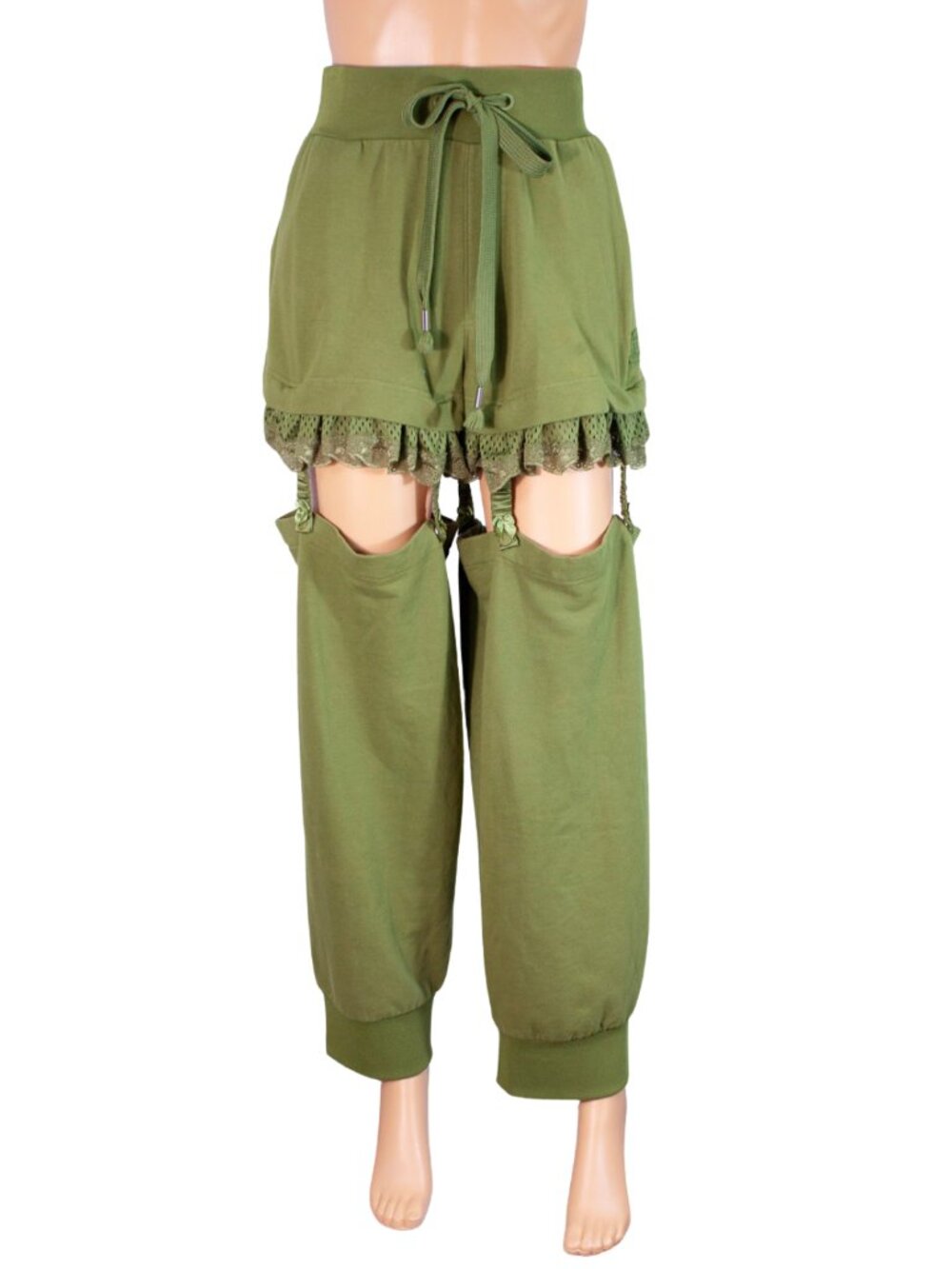Puma Fenty Rihanna Suspenders Pants XS Olive Convertible Lace Shorts Pants